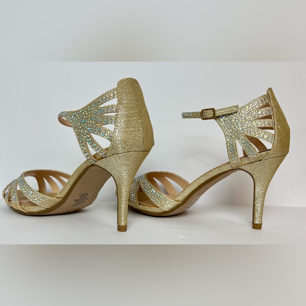 Gold Bling Rhinestone Heels Sz 7.5M by CityCassified - Picture 6 of 9
